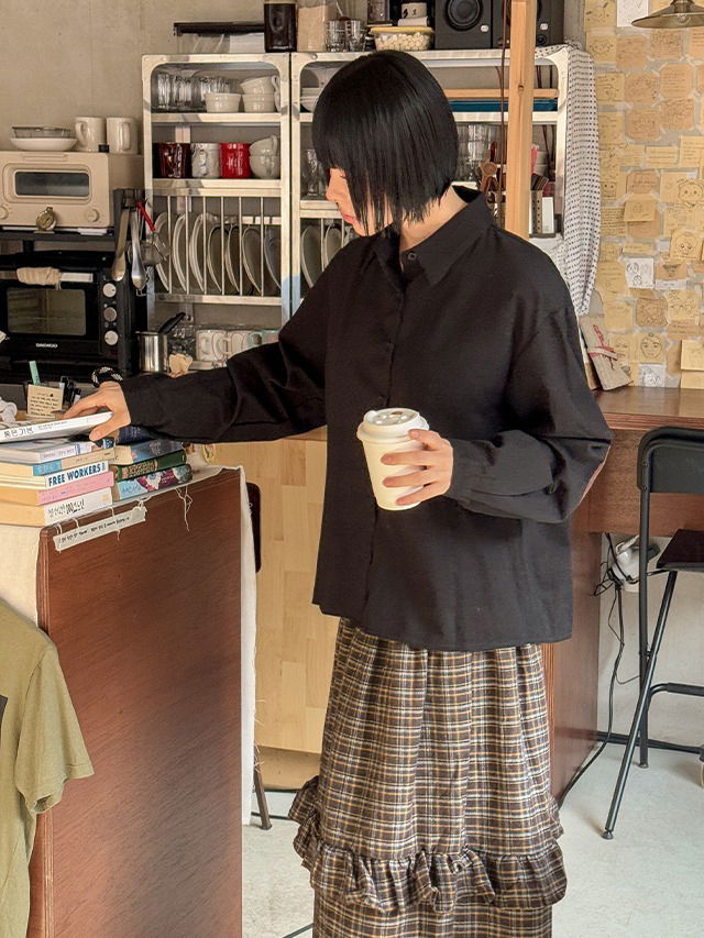 55-77 Parishion Peach Fleece-lined Corduroy Patch Long Shirt Shirt