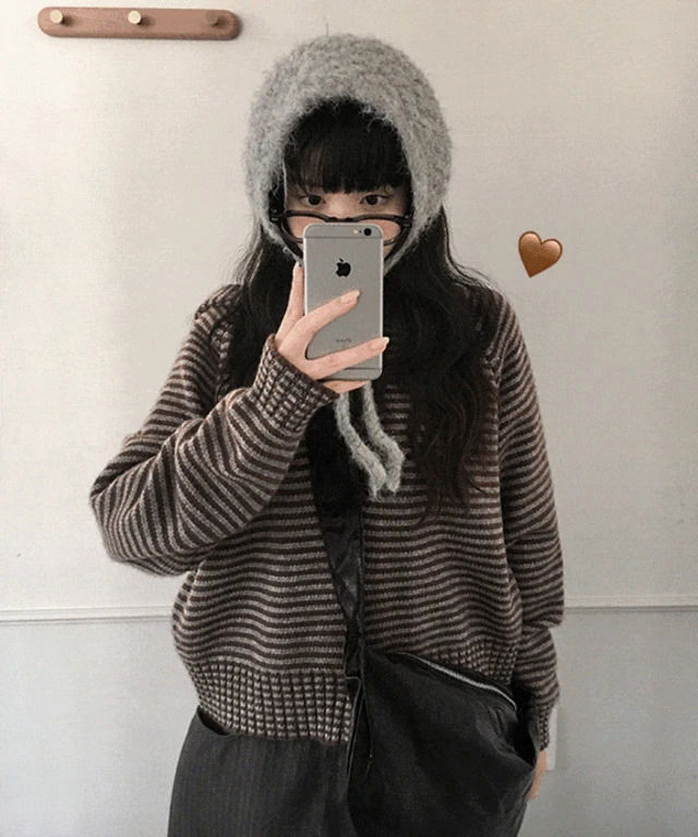 Cracked Stripe Nagrang Knitwear Hooded Zip-Up 拉鍊外套