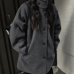 Mars high-neck collar midi half coat