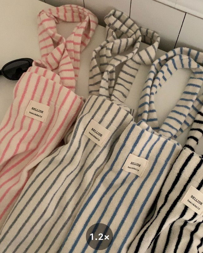 Striped terry eco bag & shoulder bag 帆布包