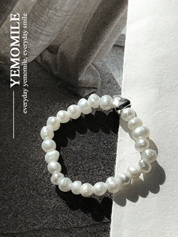 925純銀心形天然淡水珍珠戒指