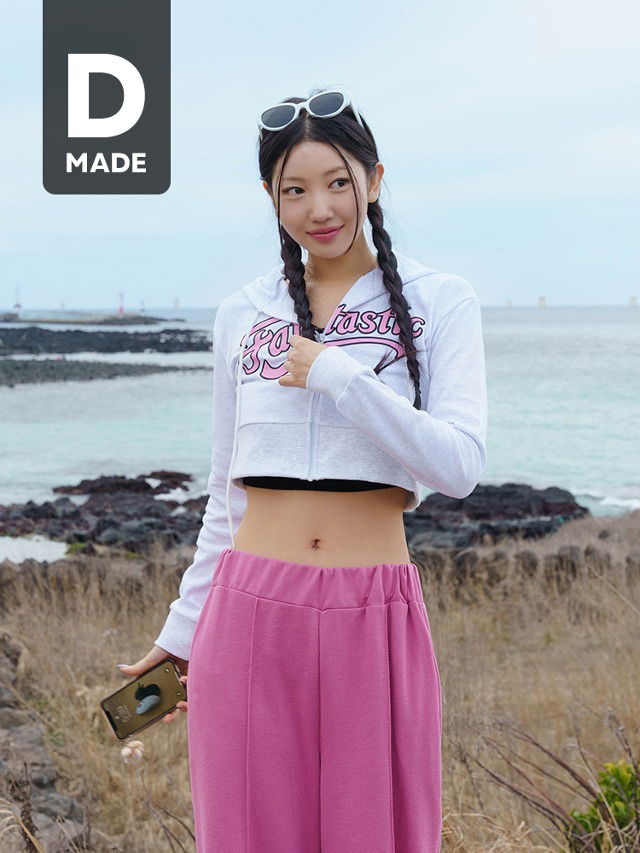 Big size 44-99 fantasy lettering crop hood zip-up y2k look