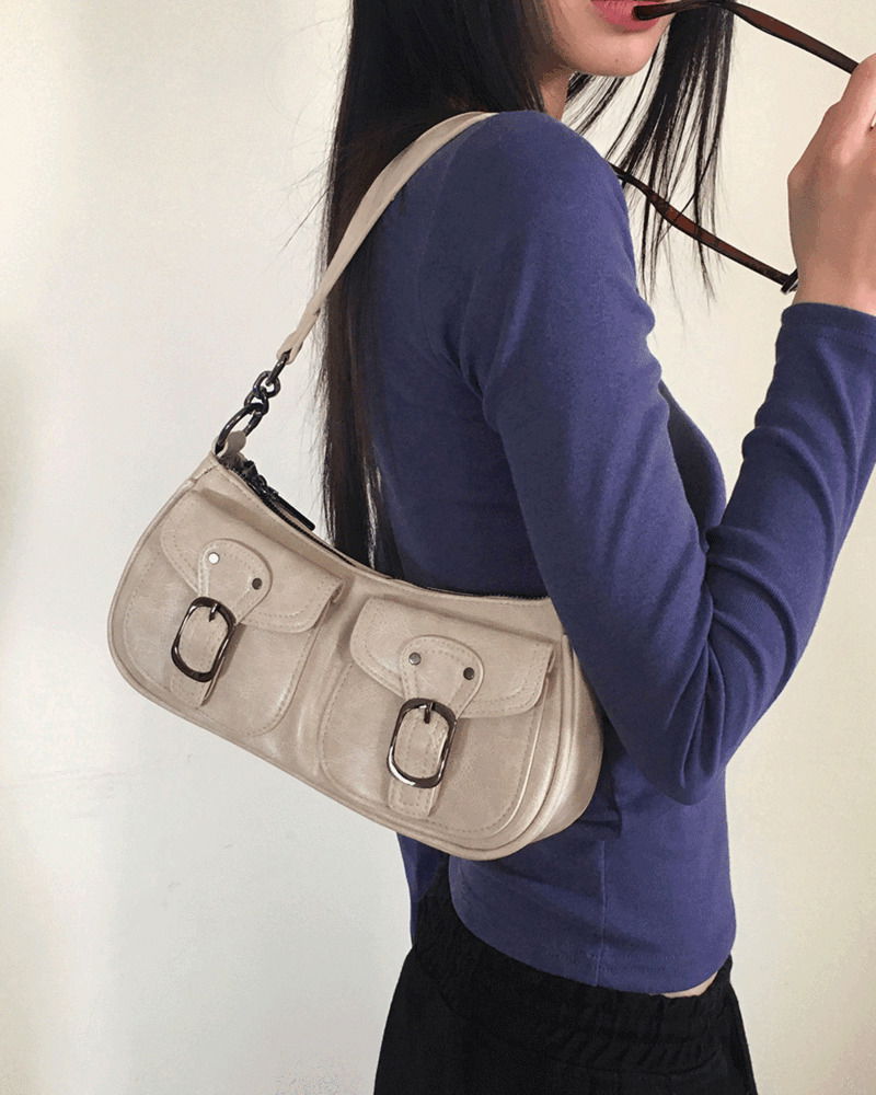 Nait Vintage Faded Leather Pocket Cross Shoulder Bag