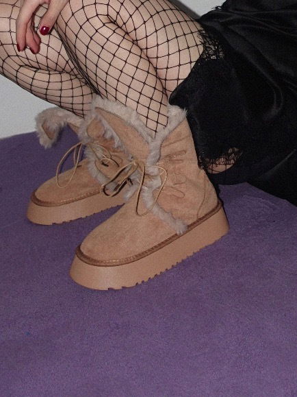 TEDDY LACE UP FUR BOOTS