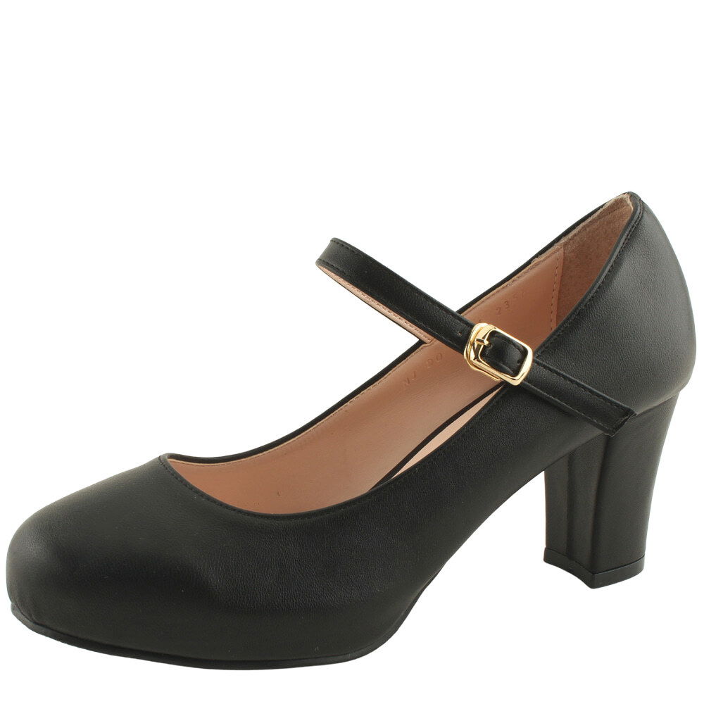 국내제작 가보시 메리제인 미들힐 펌프스 7cm 블랙