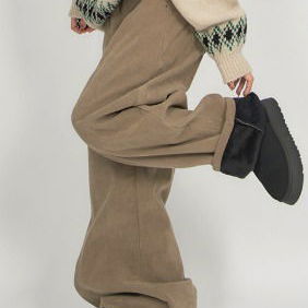 Fleece-lined Corduroy Wide Pants PA072