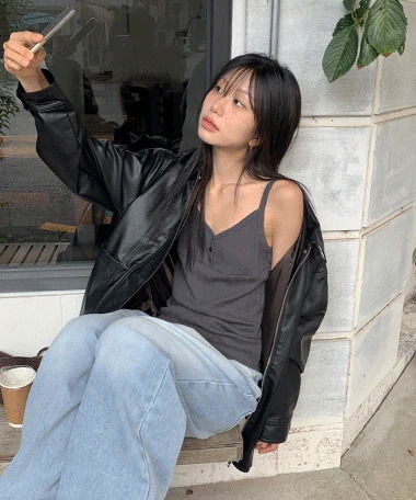 Bronc Pocket Overfit Leather Jacket