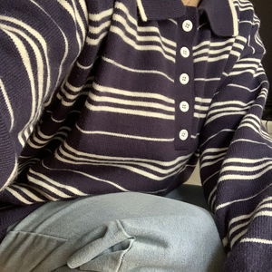 Neri Overfit Caraneck Striped Long Sleeve Knitwear