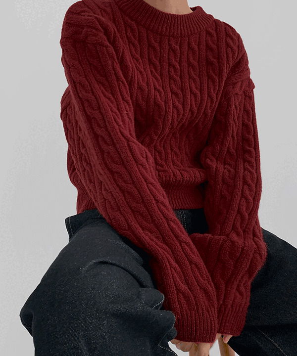 리무 라운드 꽈배기니트