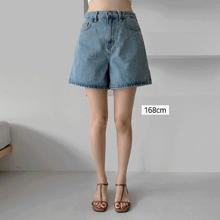 牛仔拼接棉質寬鬆短褲