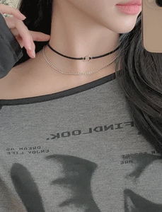 O-ring chain two-strand necklace