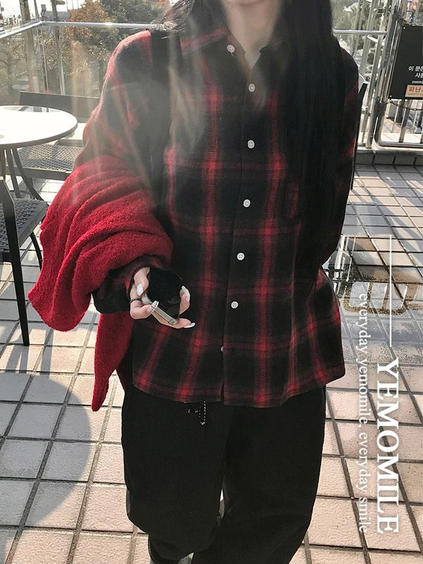 데몬 체크 코튼 셔츠