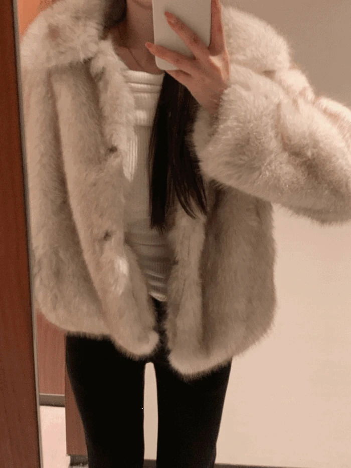 (겨울신상/연말룩) 밍크 카라 퍼자켓 (2color)