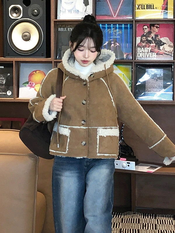 Luma Suede Hooded Shearling 夹克