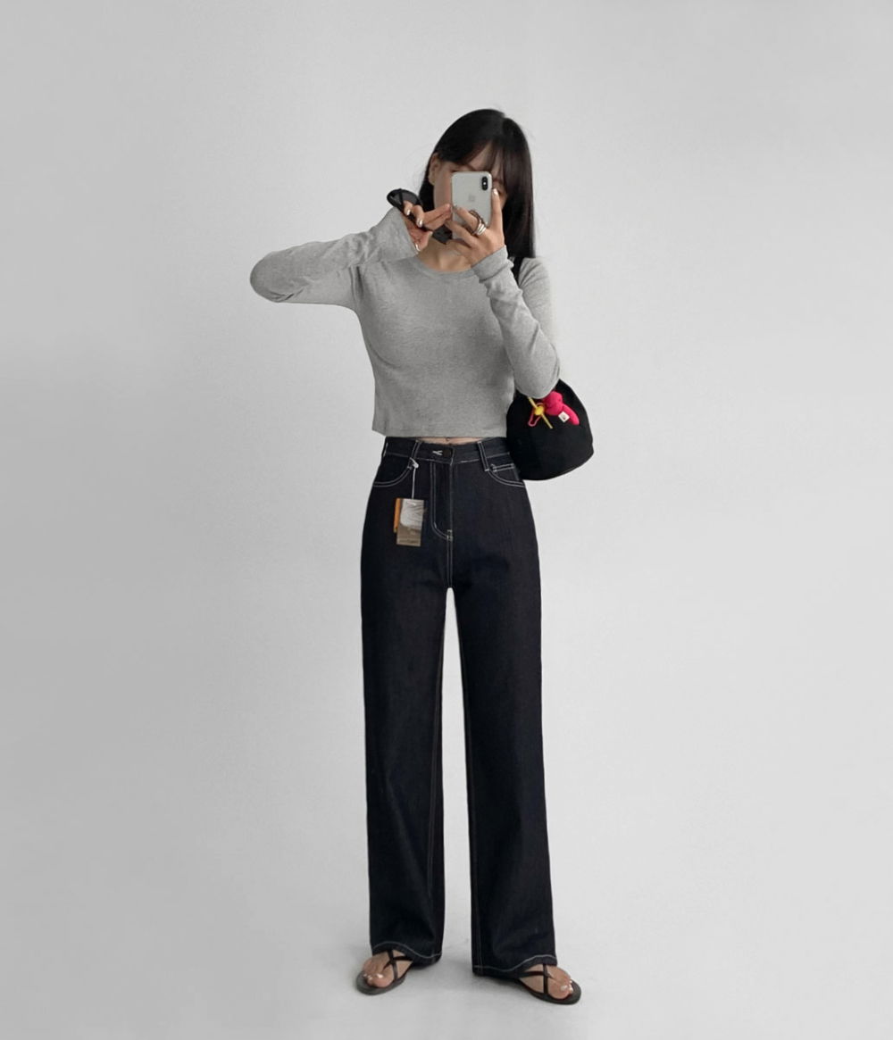 긴팔 티셔츠 모델 착용 이미지-S1L69