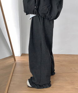 Brie Frill Fleece-lined Wide Pants