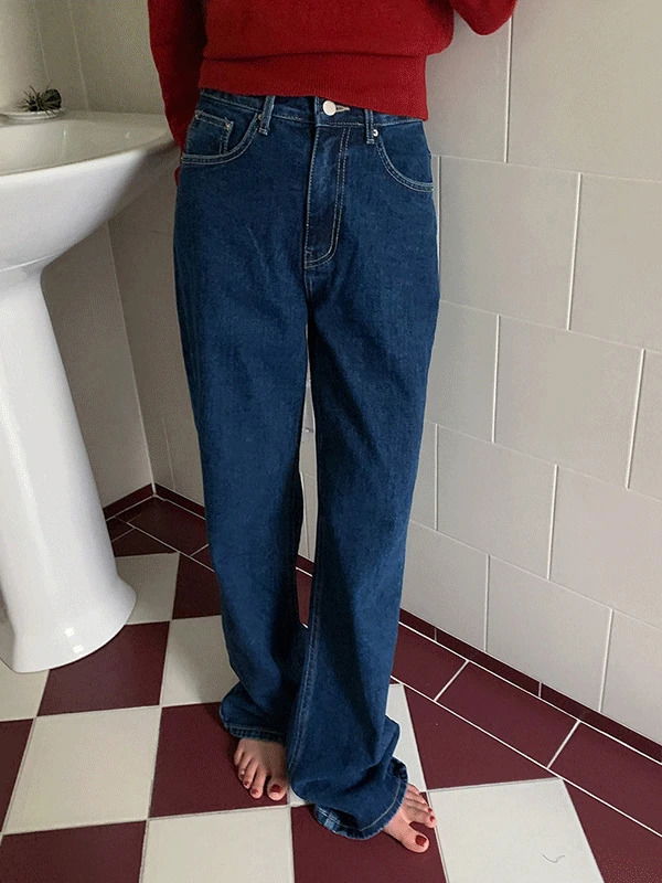 Warp Denim Dark Blue Wide Denim Pants 牛仔裤