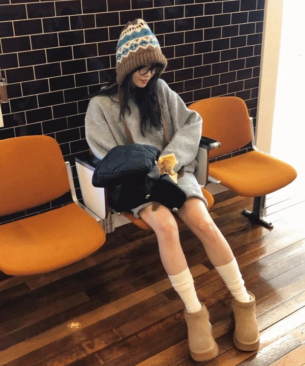 #Top+Shorts, Kazuha Loose-fit wool Knitwear Knit shorts set up two-piece set 2 colors