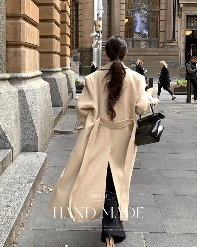 紐頓手工寬鬆單排扣長版大衣