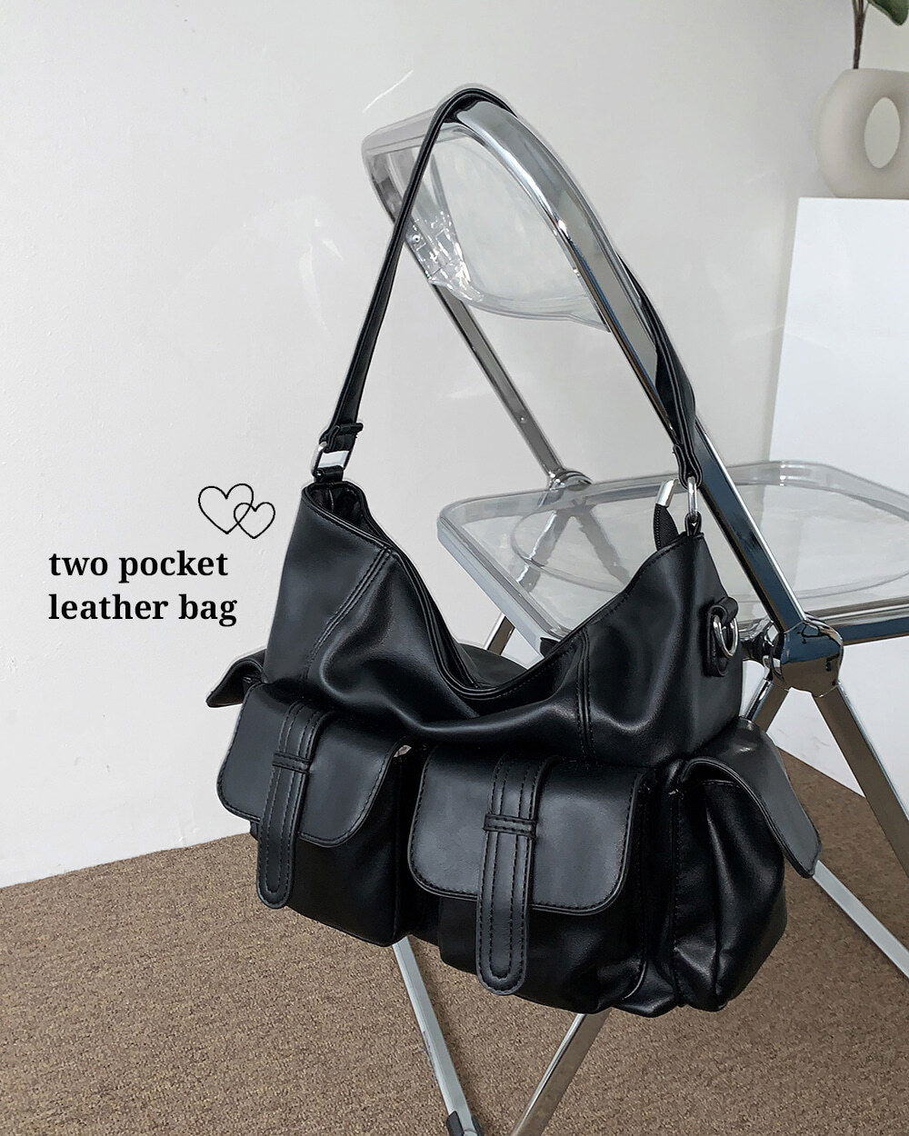 Lucky Pocket Leather Big Shoulder Bag Cross Bag