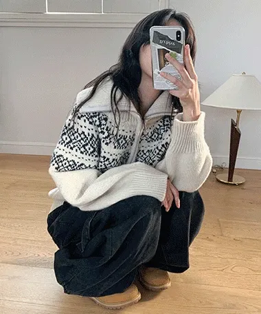 탈리아 노르딕 집업 가디건