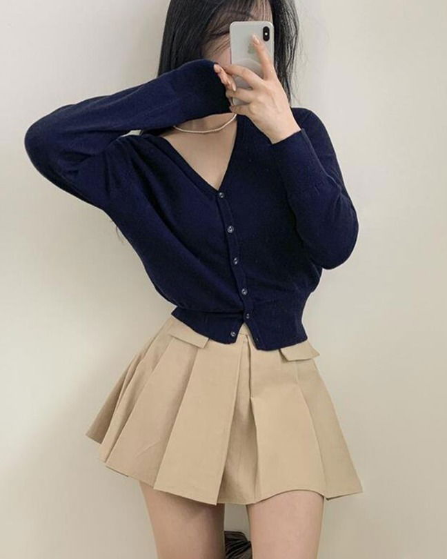 休閒V領長袖針織外套