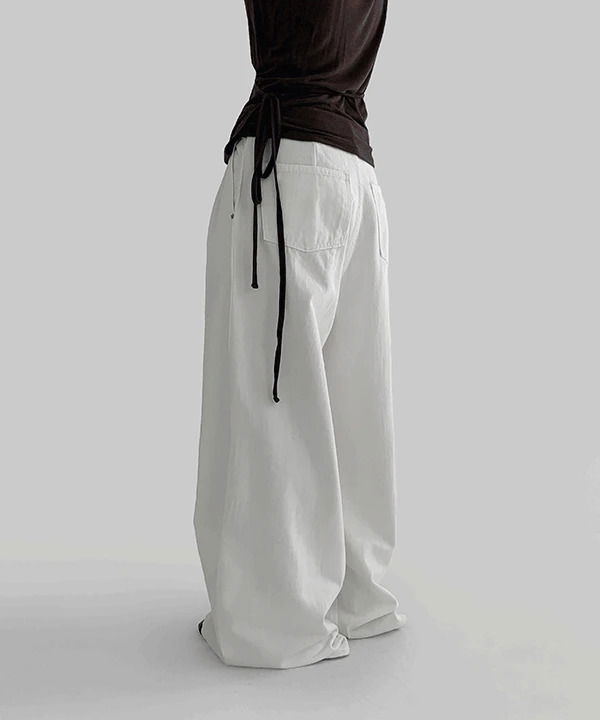 Four Deer Pintuck Cotton Wide Pants