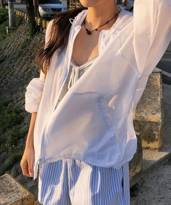 Helino Overfit Balloon Fit See-through Hooded Jacket Summer Thin Windbreaker 3 Colors