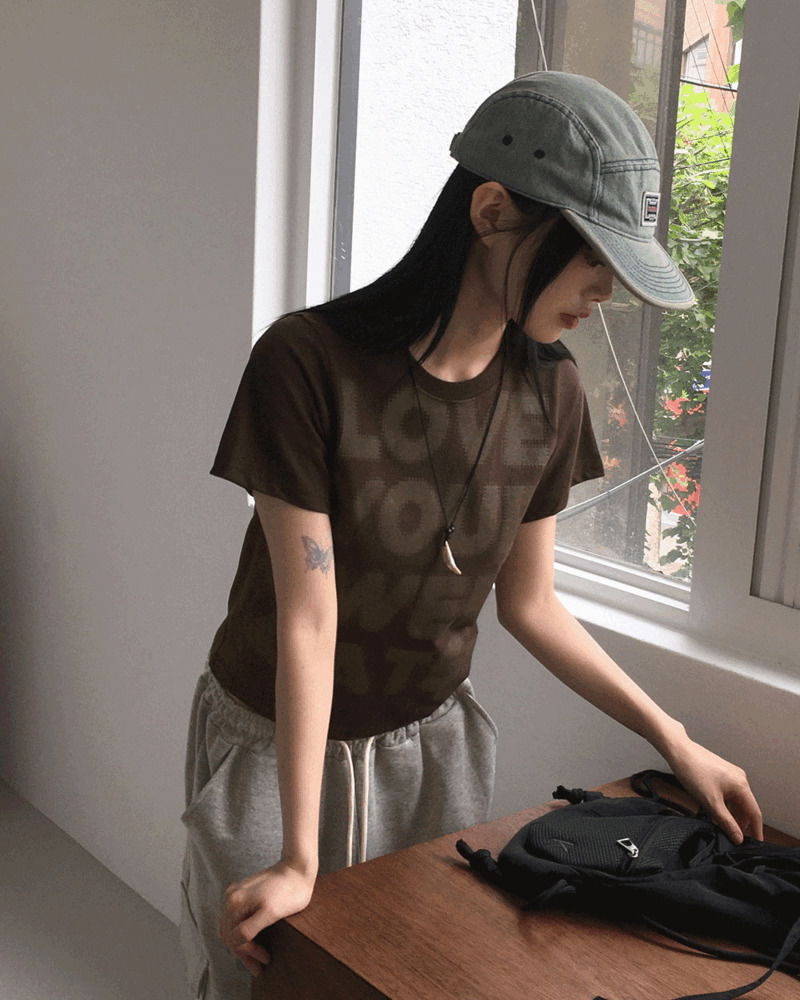 러브캣 레터링 반팔 티셔츠